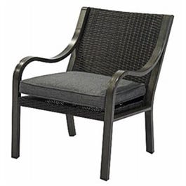 Canmore Patio Dining Chair, Woven Espresso Back, Graphite  Seat Cushion, Aluminum Frame