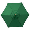 Patio Market Umbrella, Green Fabric, Woodgrain Steel, 9-Ft.