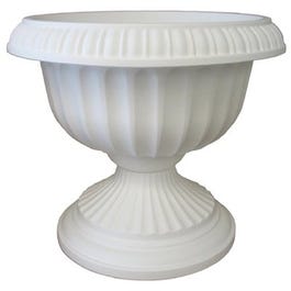 Grecian Urn, Casper White Plastic, 12-In.