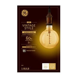 LED Vintage Light Bulb, G40, Warm White, Amber Bulb, 250 Lumens, 5-Watt