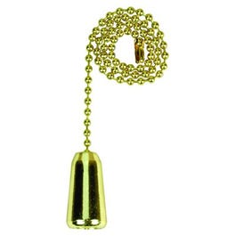 Lamp Pull Chain, Brass Teardrop, 12-In.
