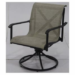 Eastport Patio Dining Swivel Rocker Chair, 2-Tone Aluminum, Ivory Sling Fabric