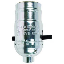 Keyless Lamp Socket, Push Through, Medium Base, 660-Watt, 250-Volt, Nickel
