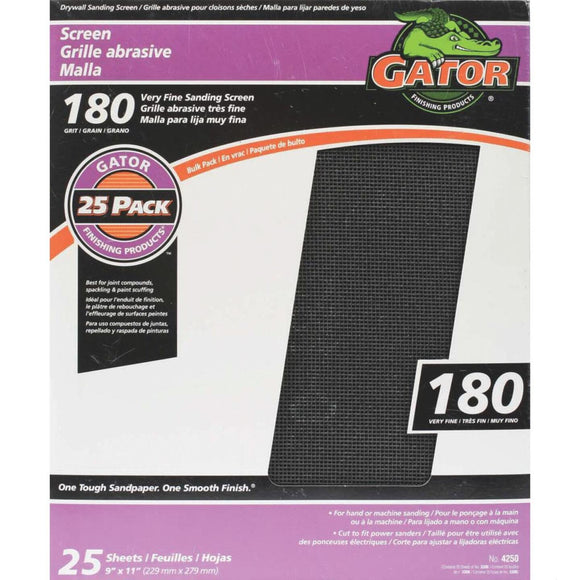 Gator Grit 180 Grit 9 In. x 11 In. Drywall Sanding Screen (25 Pack)