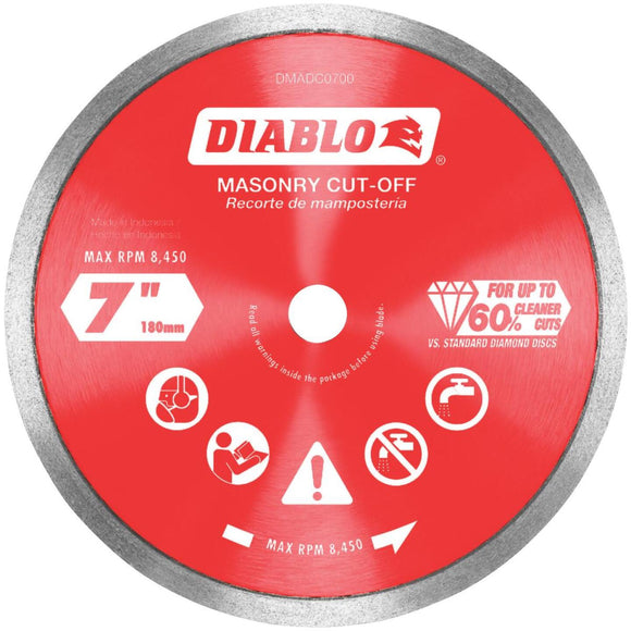 Diablo 7 In. Diamond Continuous Rim Dry/Wet Cut Diamond Blade