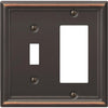 Amerelle Chelsea 2-Gang Stamped Steel Single Toggle/Rocker Wall Plate, Aged Bronze