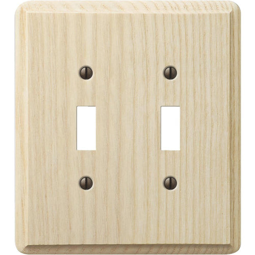 Amerelle 2-Gang Solid Ash Toggle Switch Wall Plate, Unfinished Ash