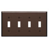 Leviton 4-Gang Plastic Toggle Switch Wall Plate, Brown