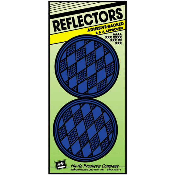 Hy-Ko 3-1/4 In. Dia. Round Blue Press-On Reflector (2-Pack)