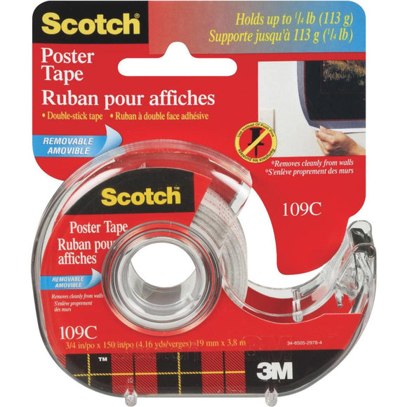 3M Scotch 3/4 In. W. x 150 In. L. Clear Removable Double-Sided Poster Mounting Tape