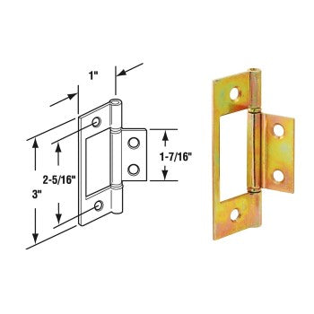 PrimeLine/SlideCo N6656 Bi-Fold Door Non-Mortise Hinge, Brass Plated ~ 1